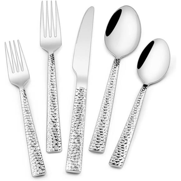 Silverware Set, 40-Piece Stainless Steel Square Flatware Set for 8 - Picture 1 of 14